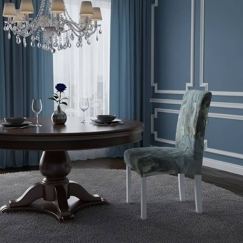 6-220 Housse De Chaise À Motif Marbré Luxueuse Et Lavable