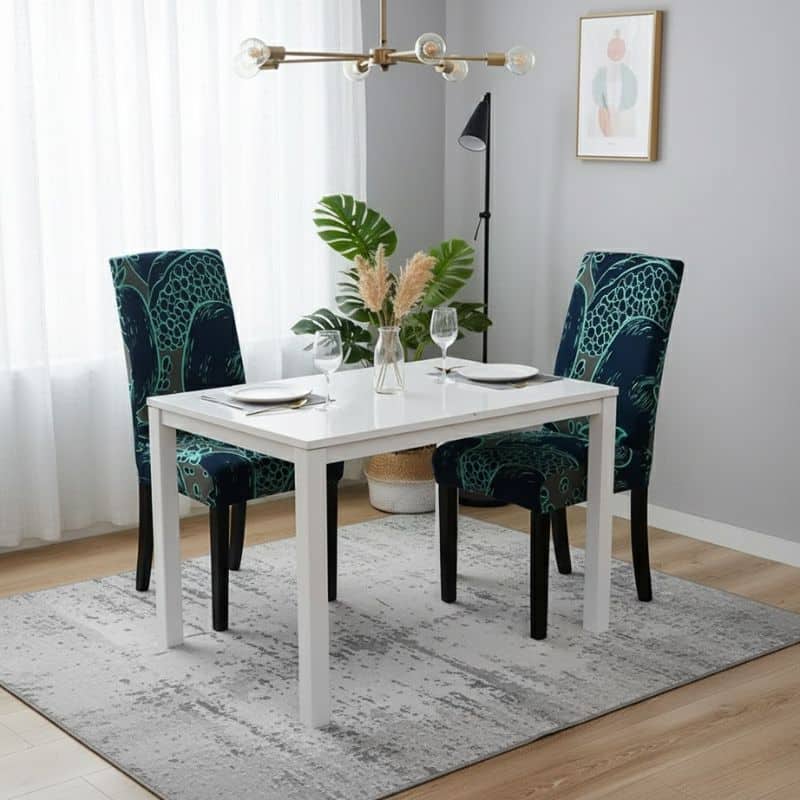 6-221 Housse De Chaise Haut Dossier Motif Abstrait Vert