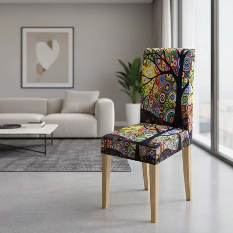 6-227 Housse De Chaise À Motif Arbre Coloré Moderne