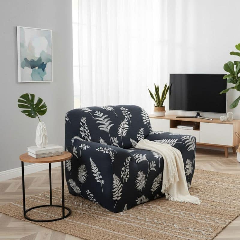 6-238 Housse de Fauteuil Extensible À Imprimé Feuilles Tropicales