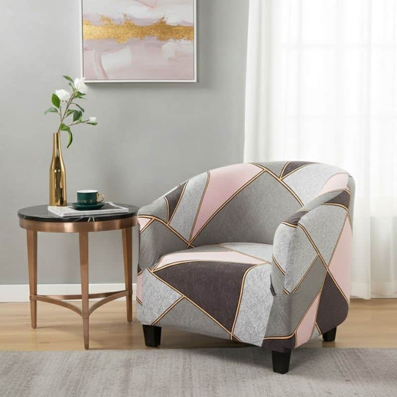 6-264 Housse de Fauteuil Club À Motif Géométrique Élégant