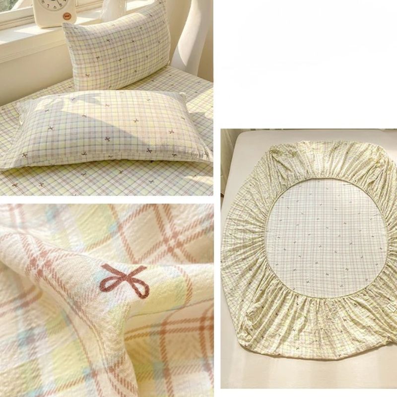 Drap-housse Style À Carreaux Doux Drap-housse Style À Carreaux Doux