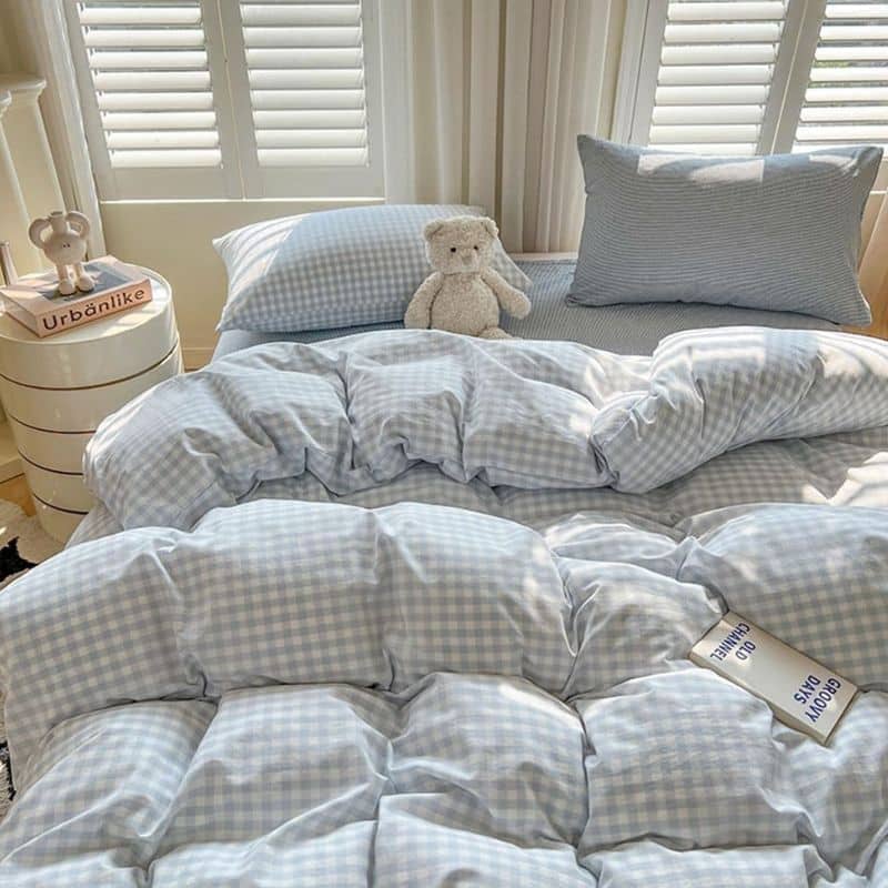 Housse de Couette Style Carreaux Bleu Housse de Couette Style Carreaux Bleu