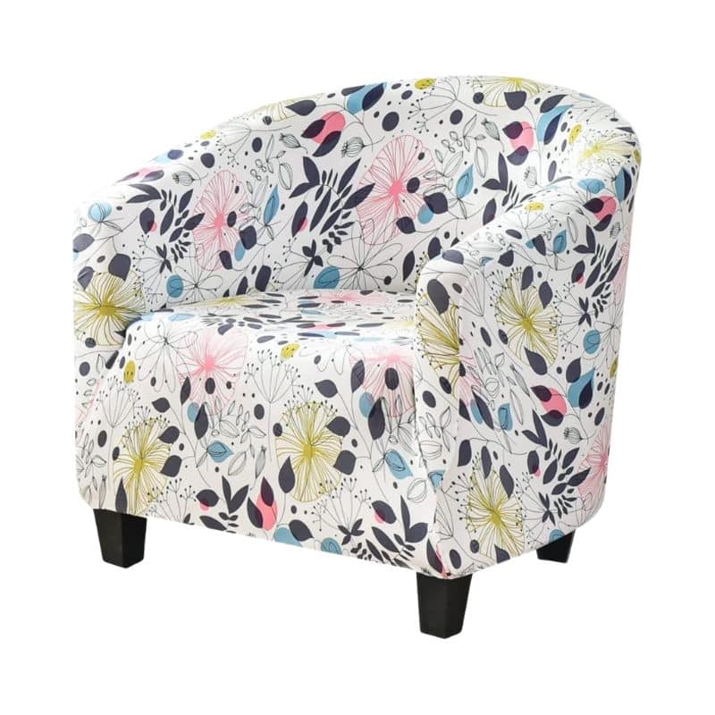 Housse De Fauteuil Extensible À Fleurs Multicolores Style Contemporain Housse De Fauteuil Extensible À Fleurs Multicolores Style Contemporain