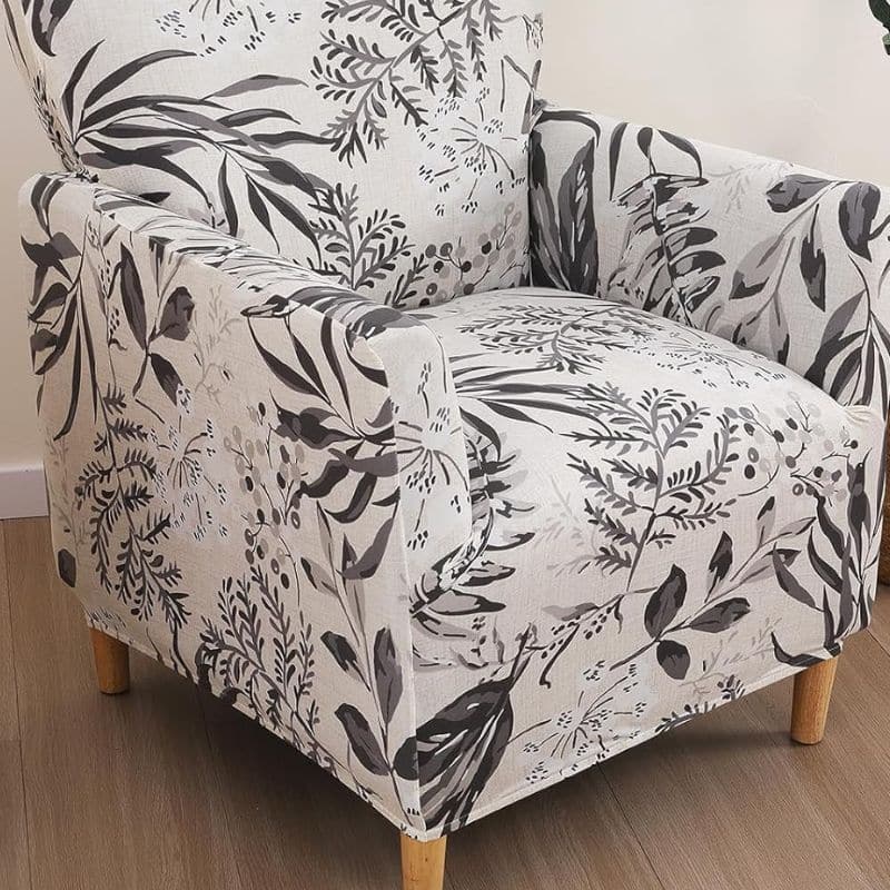 Housse De Fauteuil Bergère À Motif Feuillage Gris Housse De Fauteuil Bergère À Motif Feuillage Gris