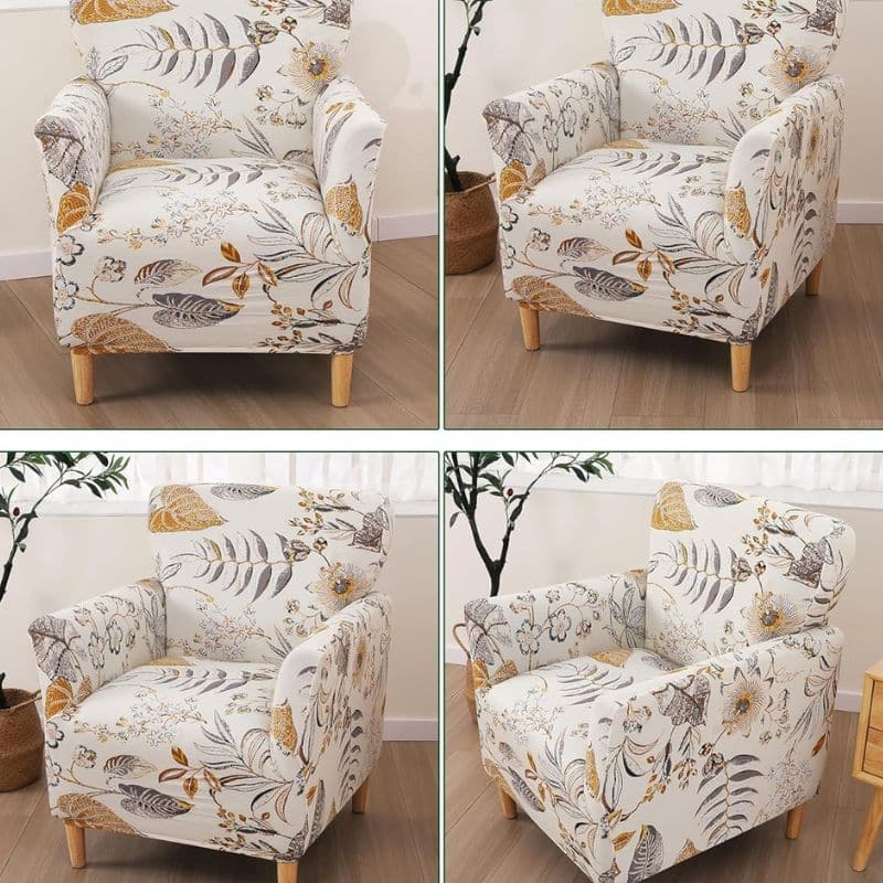 Housse De Fauteuil Bergère Imprimée Fleurs Et Feuilles Housse De Fauteuil Bergère Imprimée Fleurs Et Feuilles