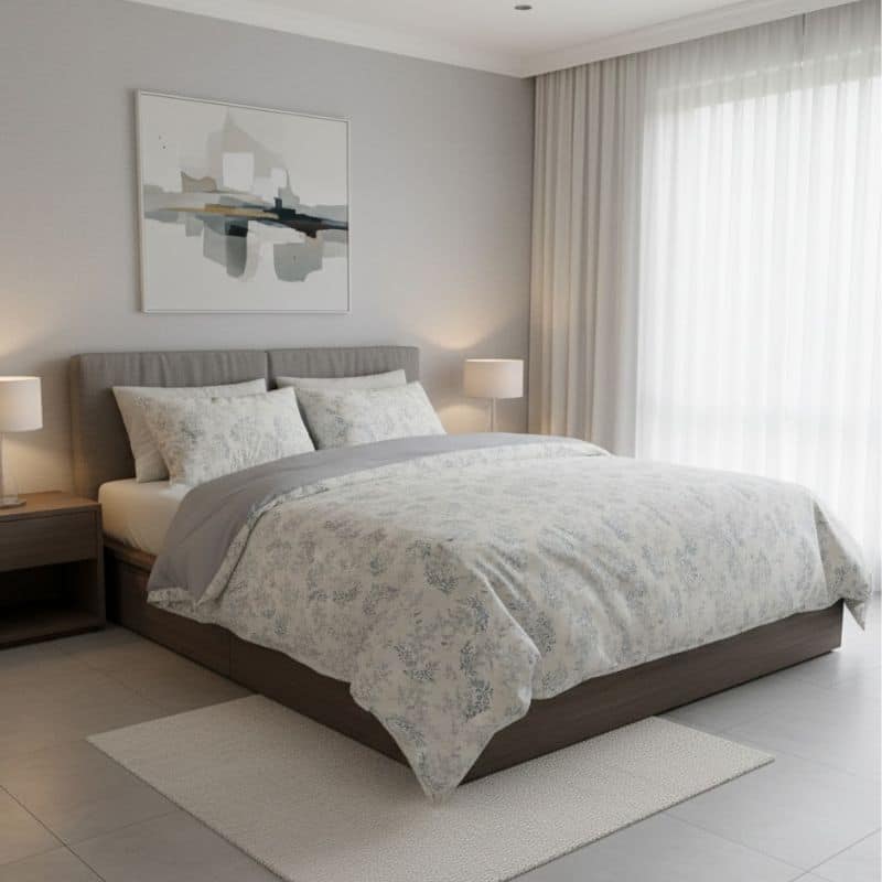 6-323 Housse de Couette Style Bohème À Motif Feuillage