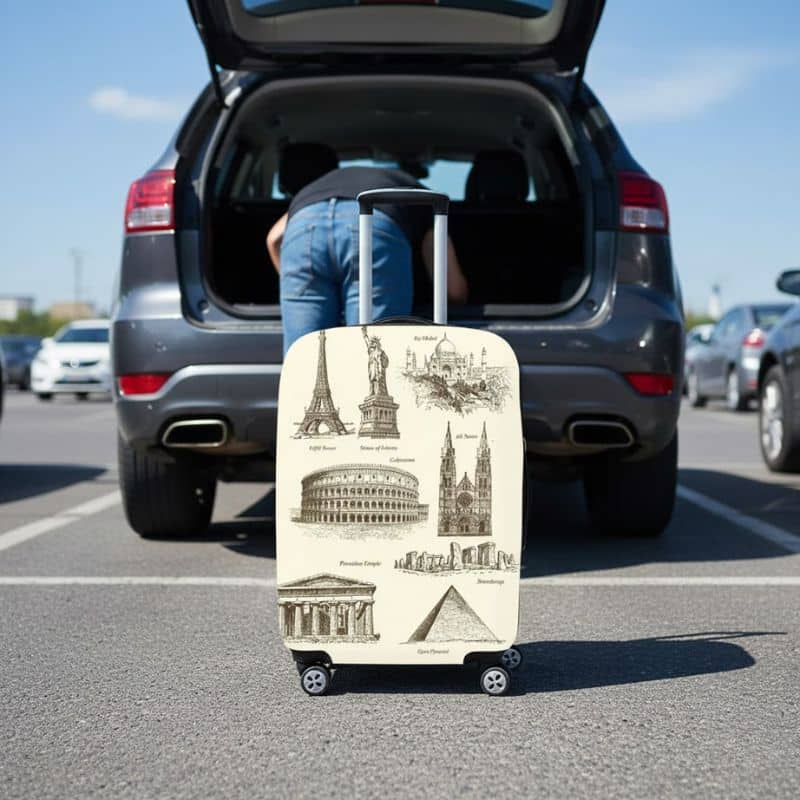 6-370 Housse de Valise Petite Taille aux Croquis Touristiques