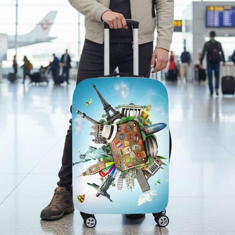 6-371 Housse de Valise Petite Taille Au Motif Monuments