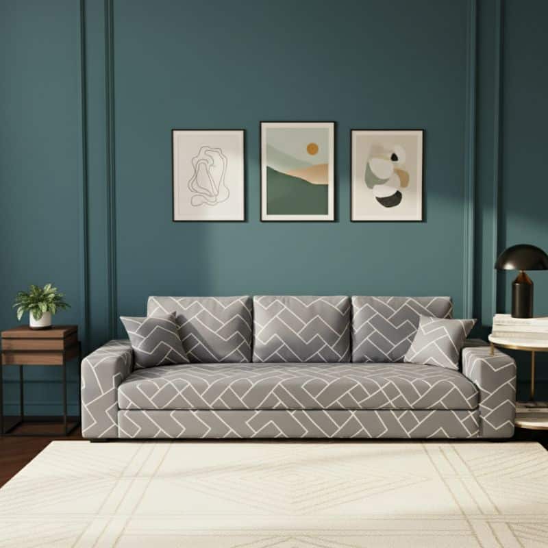 Housse de Canapé Angle Extensible À Motif Chevron Moderne Housse de Canapé Angle Extensible À Motif Chevron Moderne