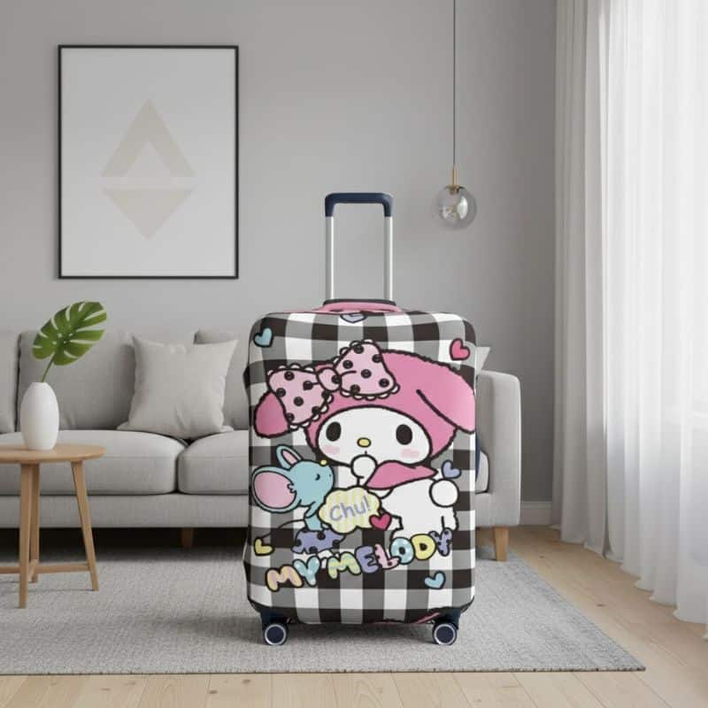 6-387 Housse de Valise Design My Melody Motif À Carreaux