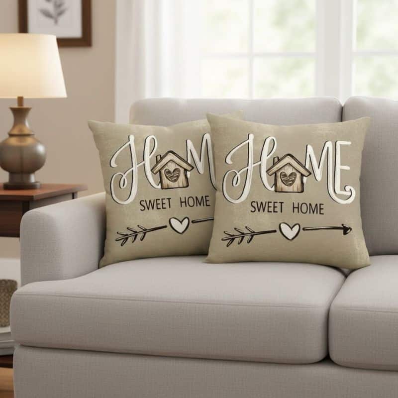 6-398 Housse De Coussin Style Rustique Et Chaleureux
