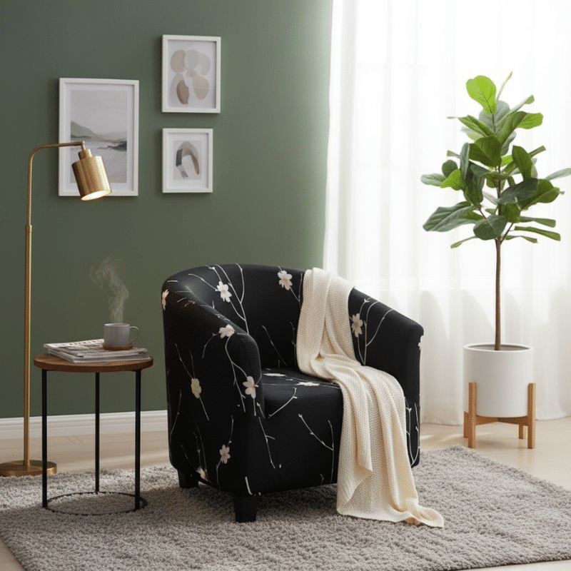 6-40 Housse de Fauteuil Club Style Floral Élégant