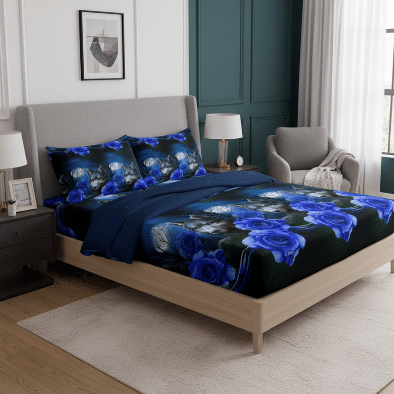 6-52 Drap-housse Style Loup Mystique