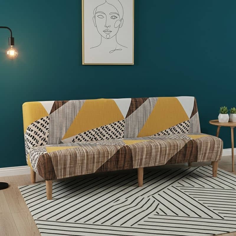 6-55 Housse De Canapé Clic-Clac Taille Standard En Tissu Épais Extensible