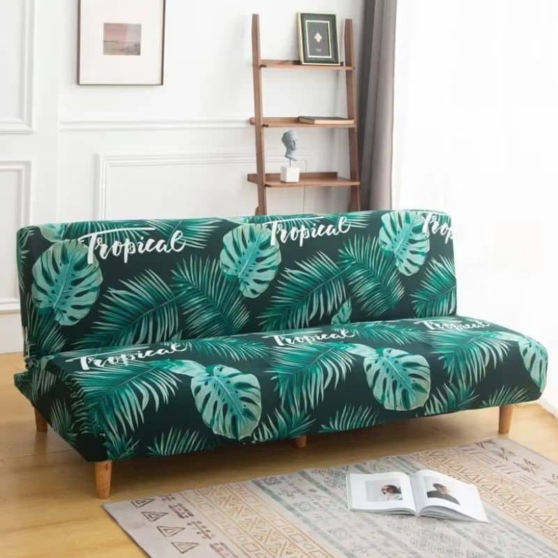 Housse De Canapé Convertible À Motif Tropical Vert Élégante Et Moderne Housse De Canapé Convertible À Motif Tropical Vert Élégante Et Moderne