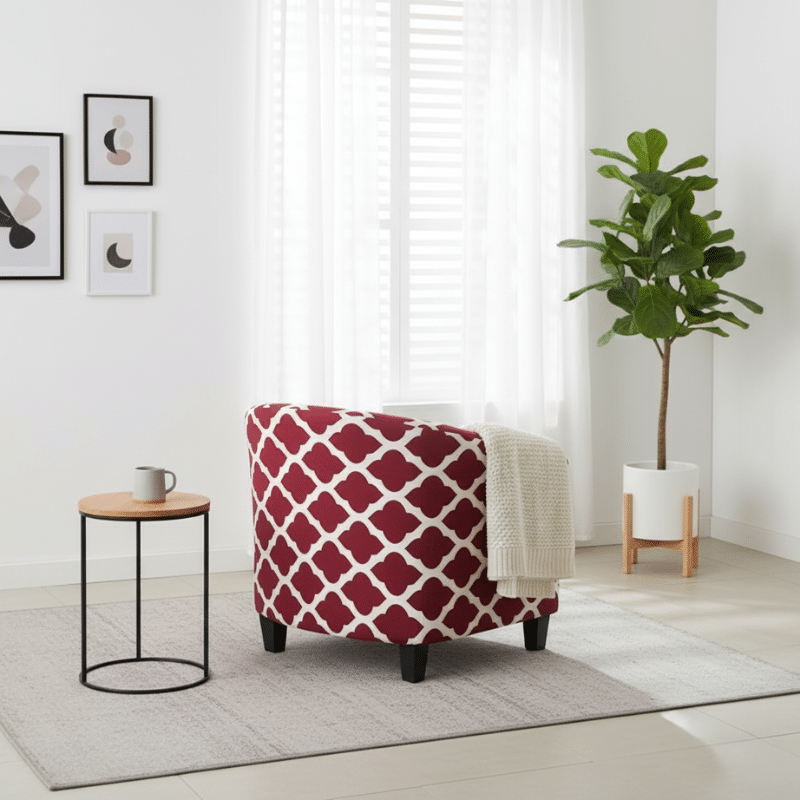 6-77 Housse de Fauteuil Club À Motif Classique Arabesque