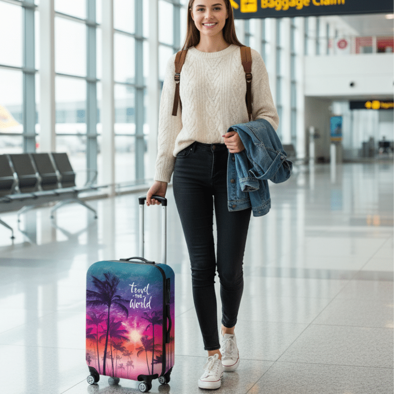 6-85 Housse de Valise Design Coucher de Soleil Tropical