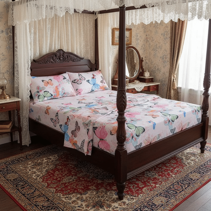 6-88 Drap-housse Style Papillon Pastel