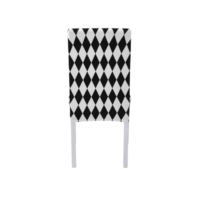 Housse De Chaise À Motif Losanges Noir Et Blanc Élégante Housse De Chaise À Motif Losanges Noir Et Blanc Élégante