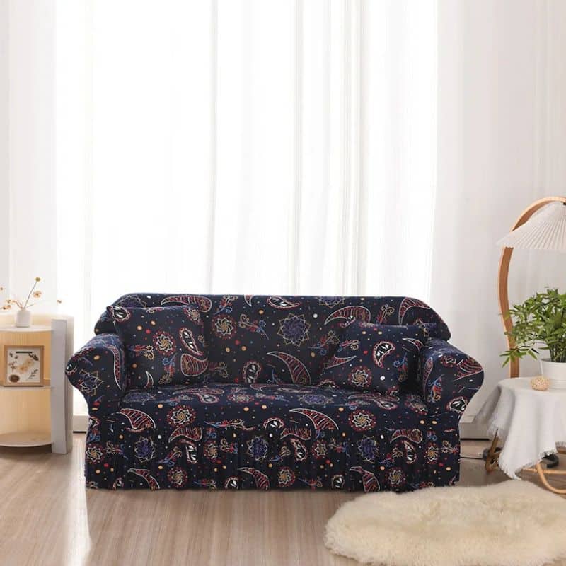 7-102 Housse De Canapé Déperlante Imperméable Avec Jupe Style Vintage