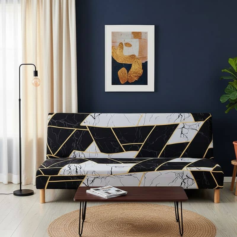 7-105 Housse De Canapé Convertible Et Extensible Design Luxueux Marbré