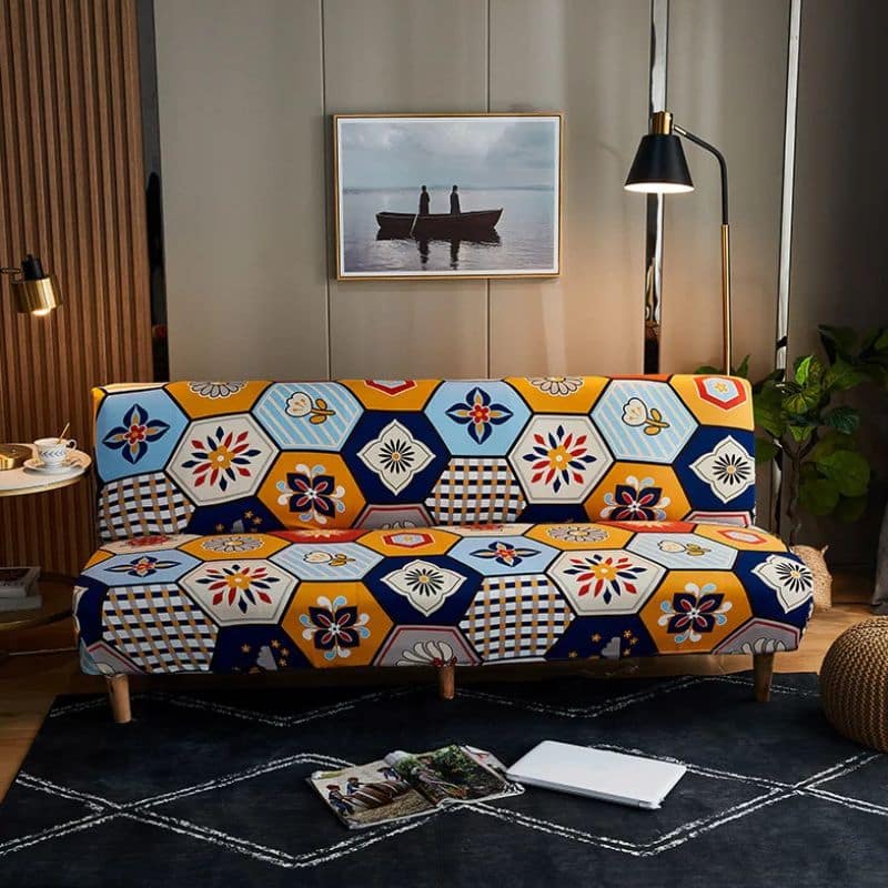 7-110 Housse De Canapé Convertible Et Extensible À Motif Hexagonal