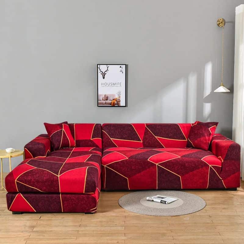 7-12 Housse de Canapé Angle Extensible À Motif Géométrique Moderne