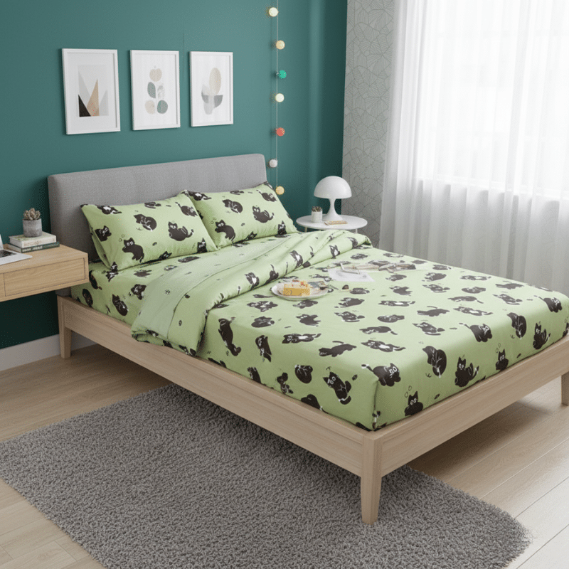 7-12 Drap-housse Style Chat Malicieux