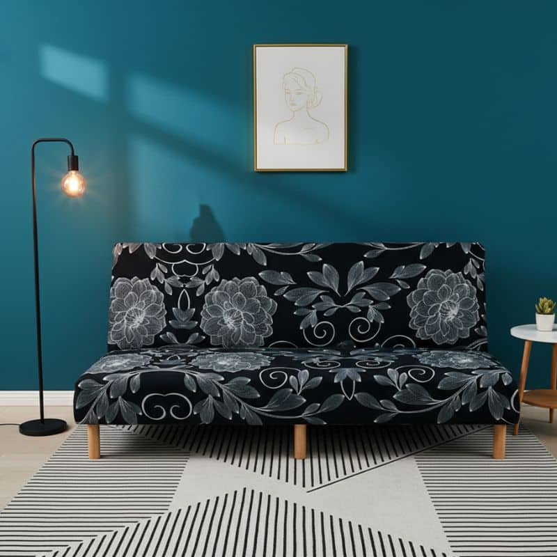 7-123 Housse De Canapé Convertible Et Extensible Design Floral Classique