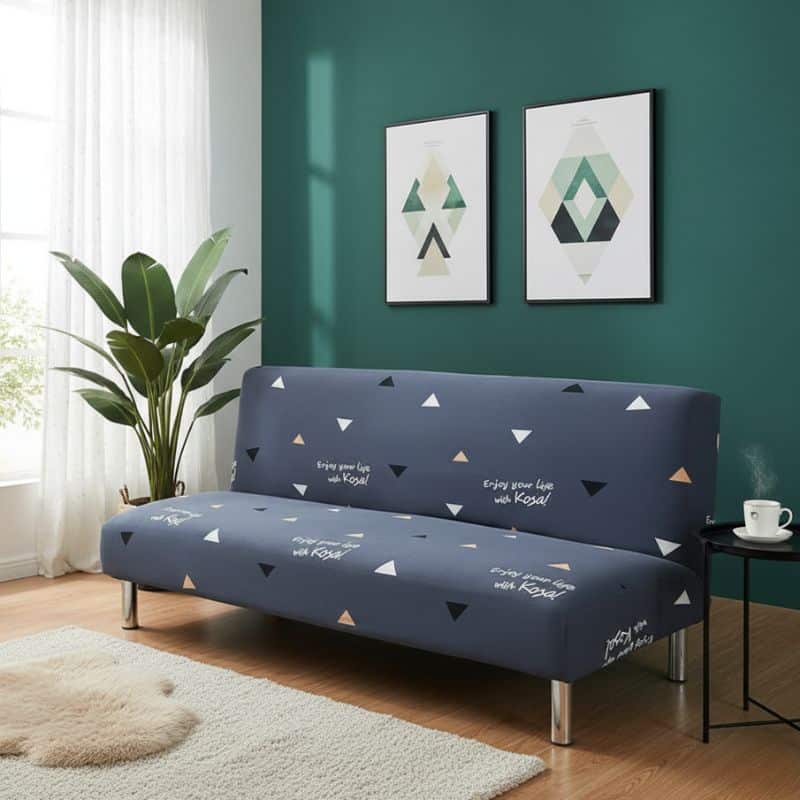 7-133 Housse De Canapé Convertible Style Minimaliste Avec Motifs Triangulaires