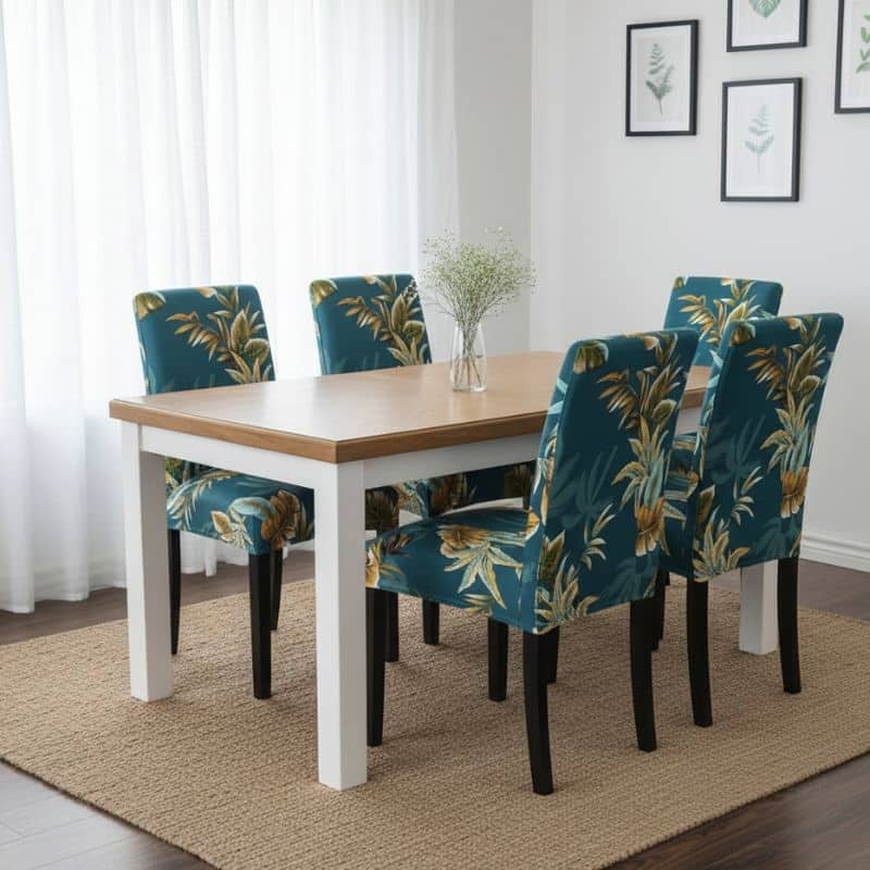 7-155 Housse De Chaise Évènementiel Bleu Avec Motifs