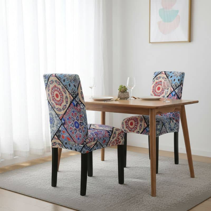 7-157 Housse De Chaise Évènementiel Pour Anniversaire Motif Méditerranéen Colorée