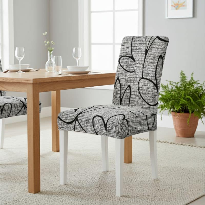 7-167 Housse De Chaise Extensible À Motif Abstrait