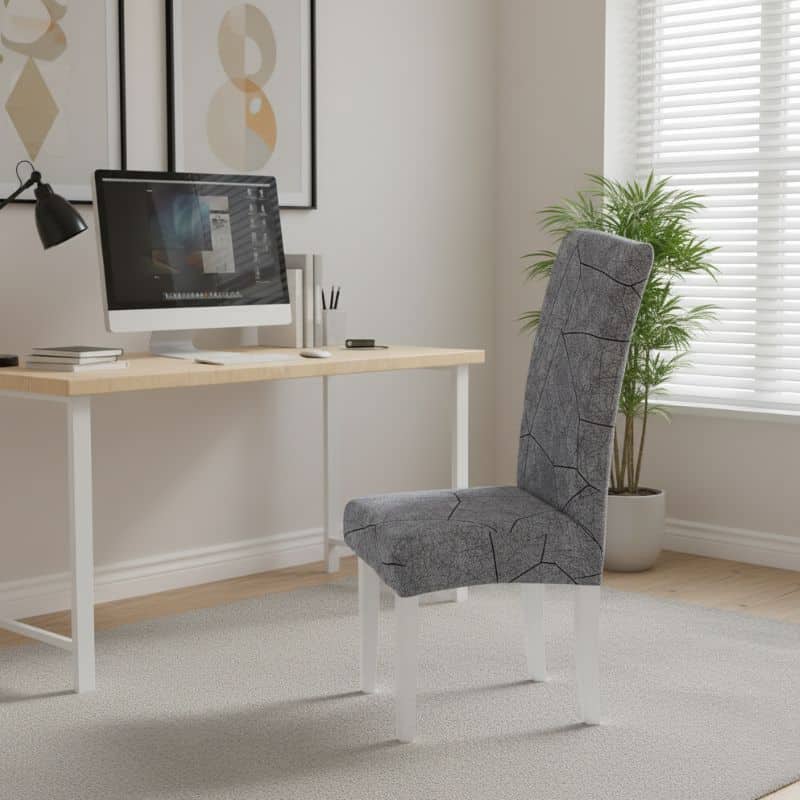 7-169 Housse De Chaise Extensible À Motif Pierre Chic