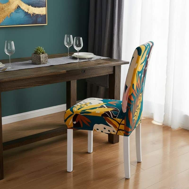 7-175 Housse De Chaise Extensible Style Tropical Colorée