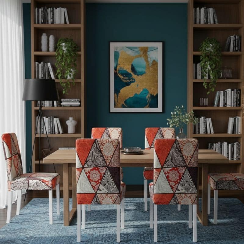 7-177 Housse De Chaise Extensible À Motif Géométrique Ethnique Chic