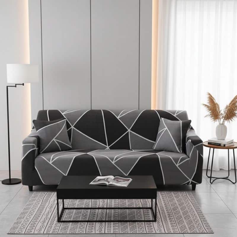 7-22 Housse de Canapé 2 Places Extensible À Motif Angulaire