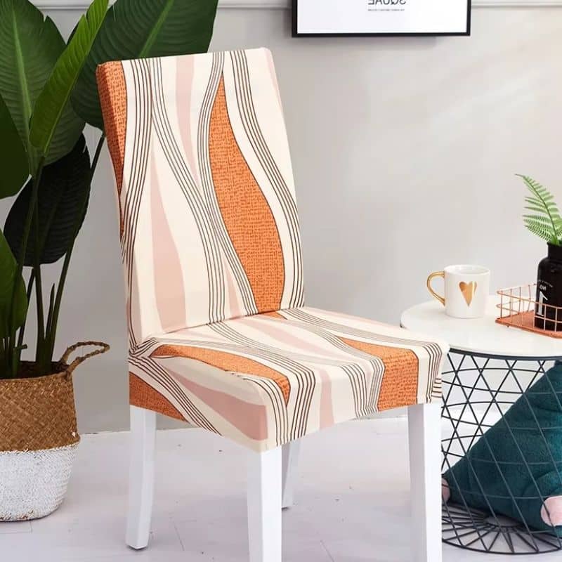 7-228 Housse De Chaise Extensible À Motif Ondulé Chic Et Confortable