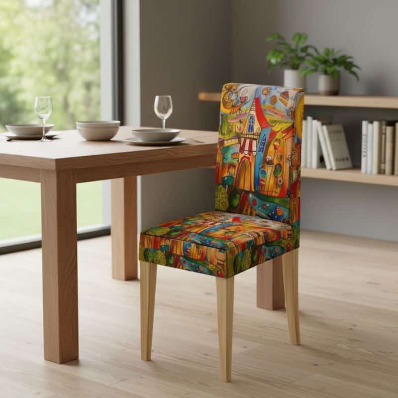7-236 Housse De Chaise À Motif Fantaisie Urbaine Éclatante