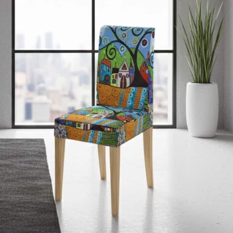 7-241 Housse De Chaise À Motif Fantaisie Multicolore