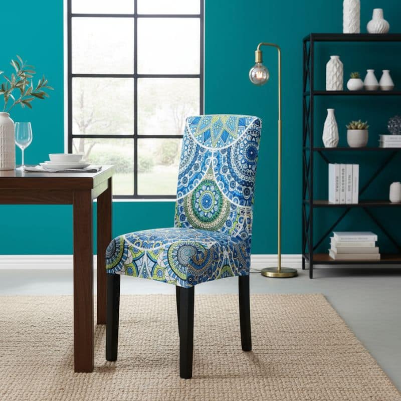 7-246 Housse De Chaise Évènementiel Pour Anniversaire Mandala Bleu