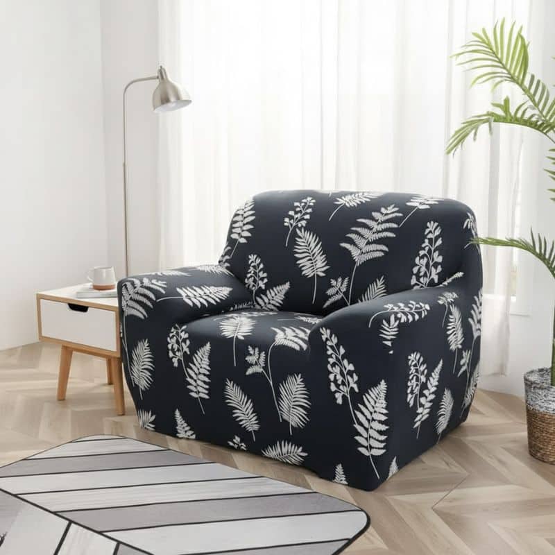 7-256 Housse de Fauteuil Extensible À Imprimé Feuilles Tropicales