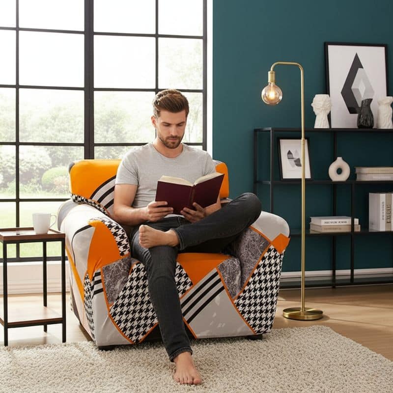 7-260 Housse de Fauteuil Extensible Au Design Géométrique