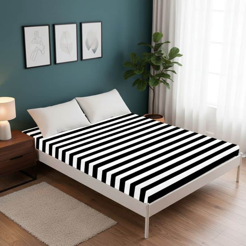 7-263 Drap-housse Style Rayures Modernes