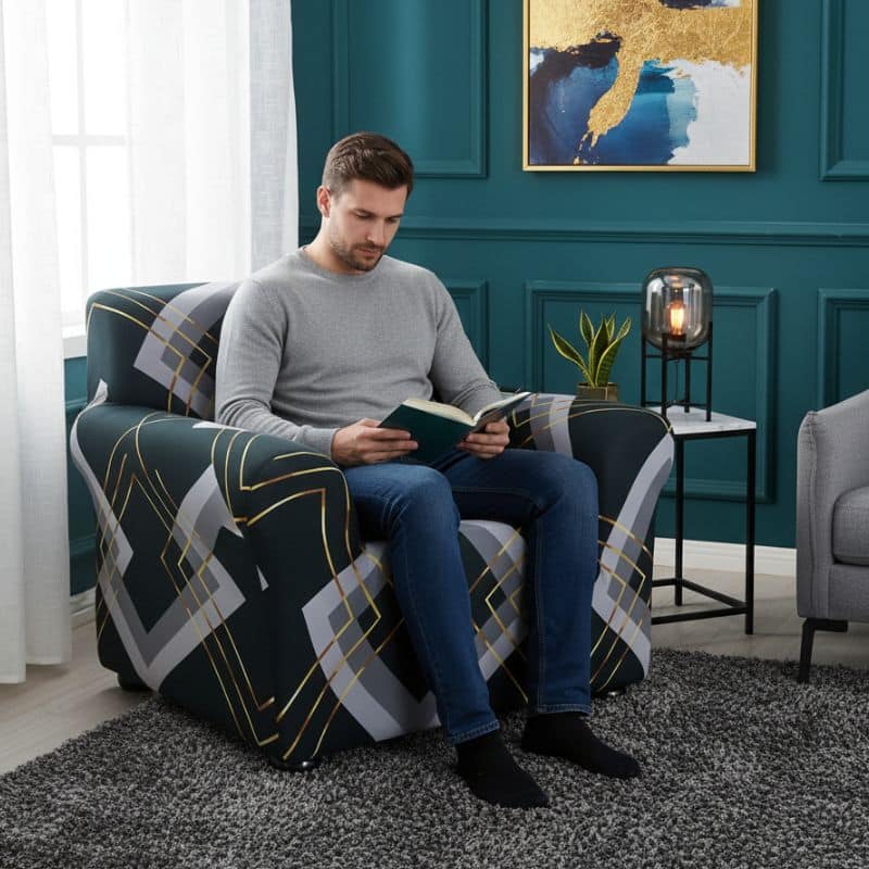 7-276 Housse de Fauteuil Extensible À Carreaux Modernes
