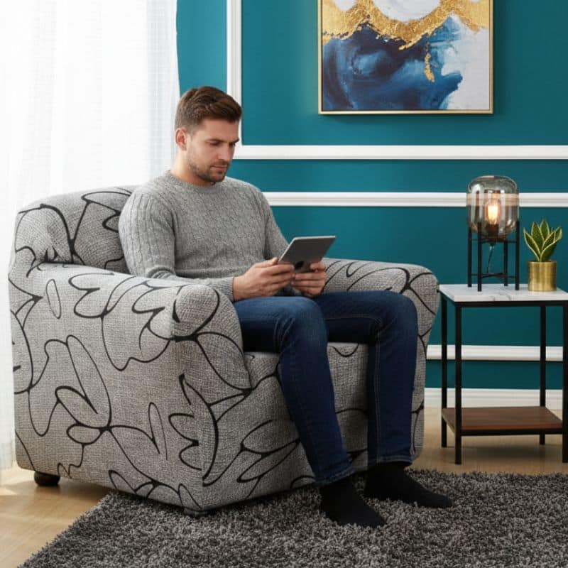 7-278 Housse de Fauteuil Extensible À Motifs Abstraits Contemporains