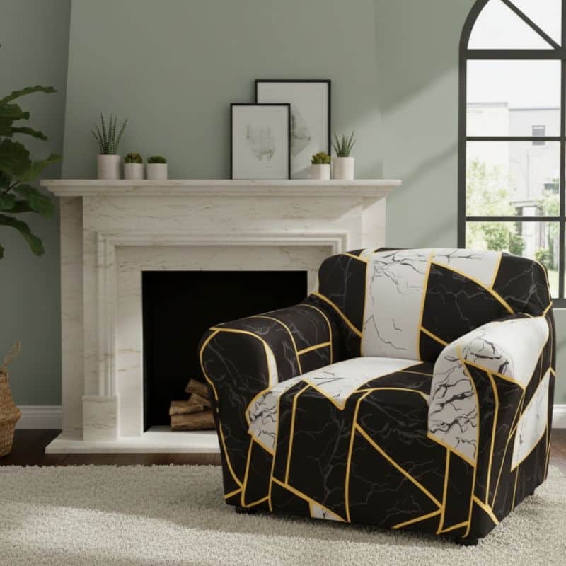 7-285 Housse de Fauteuil Extensible À Formes Géométriques Modernes