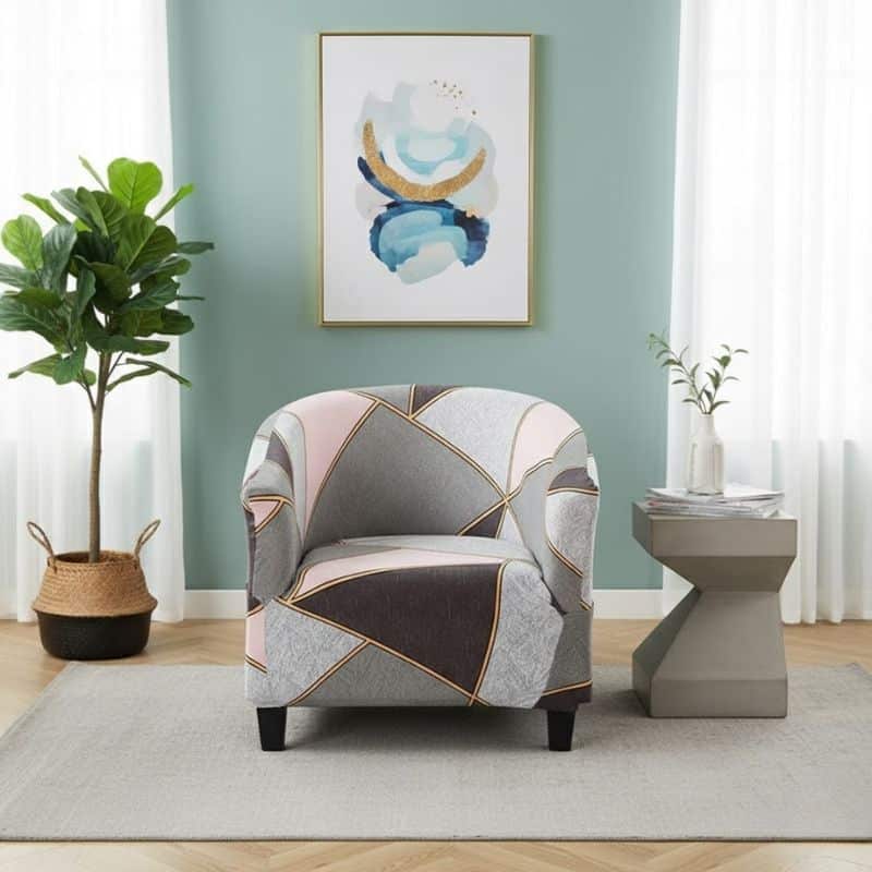 7-288 Housse de Fauteuil Club À Motif Géométrique Élégant