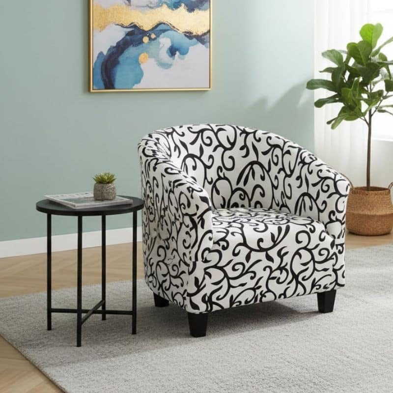 7-290 Housse de Fauteuil Club À Motif Baroque Élégant